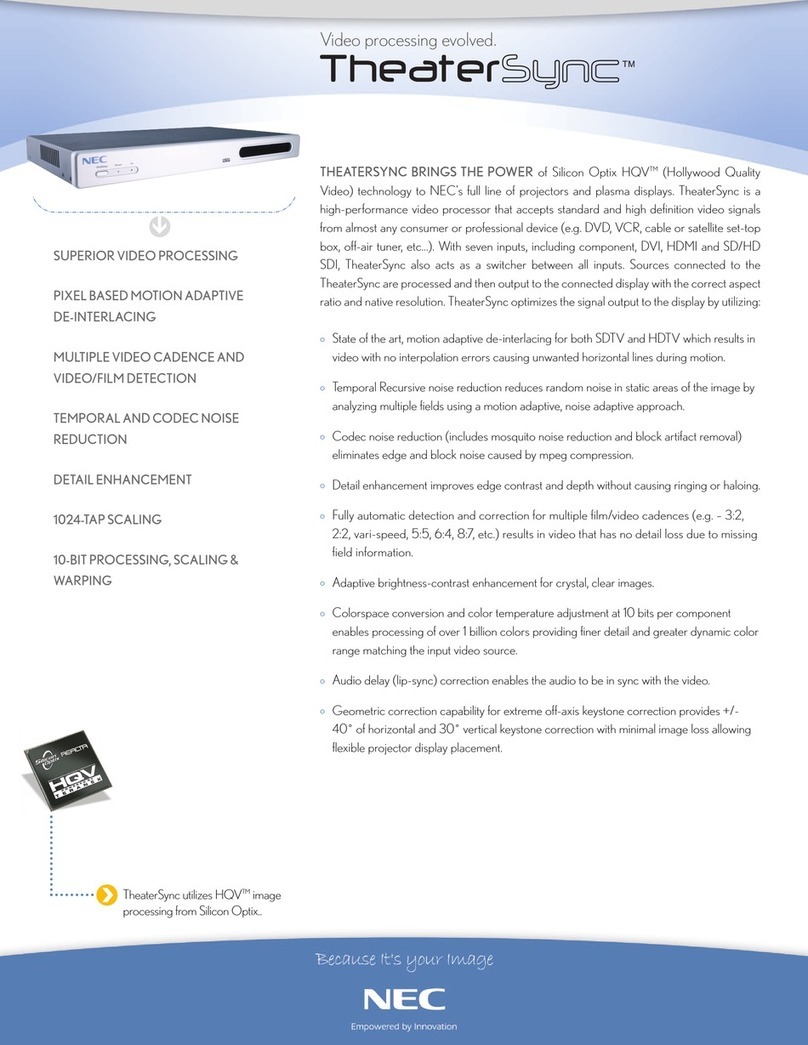 NEC TheaterSync Video Processor Specifications