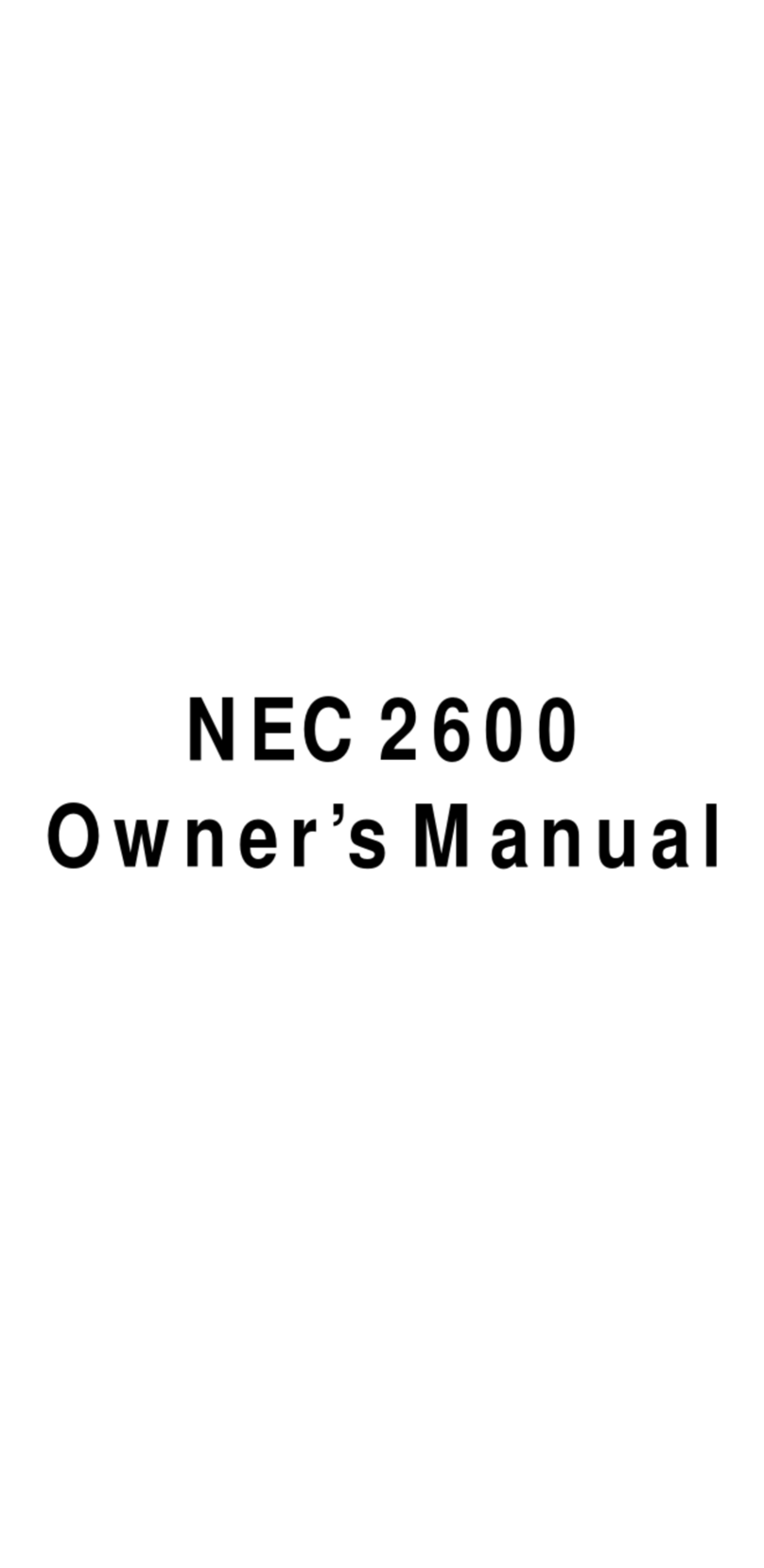 NEC NEX 2600 User manual