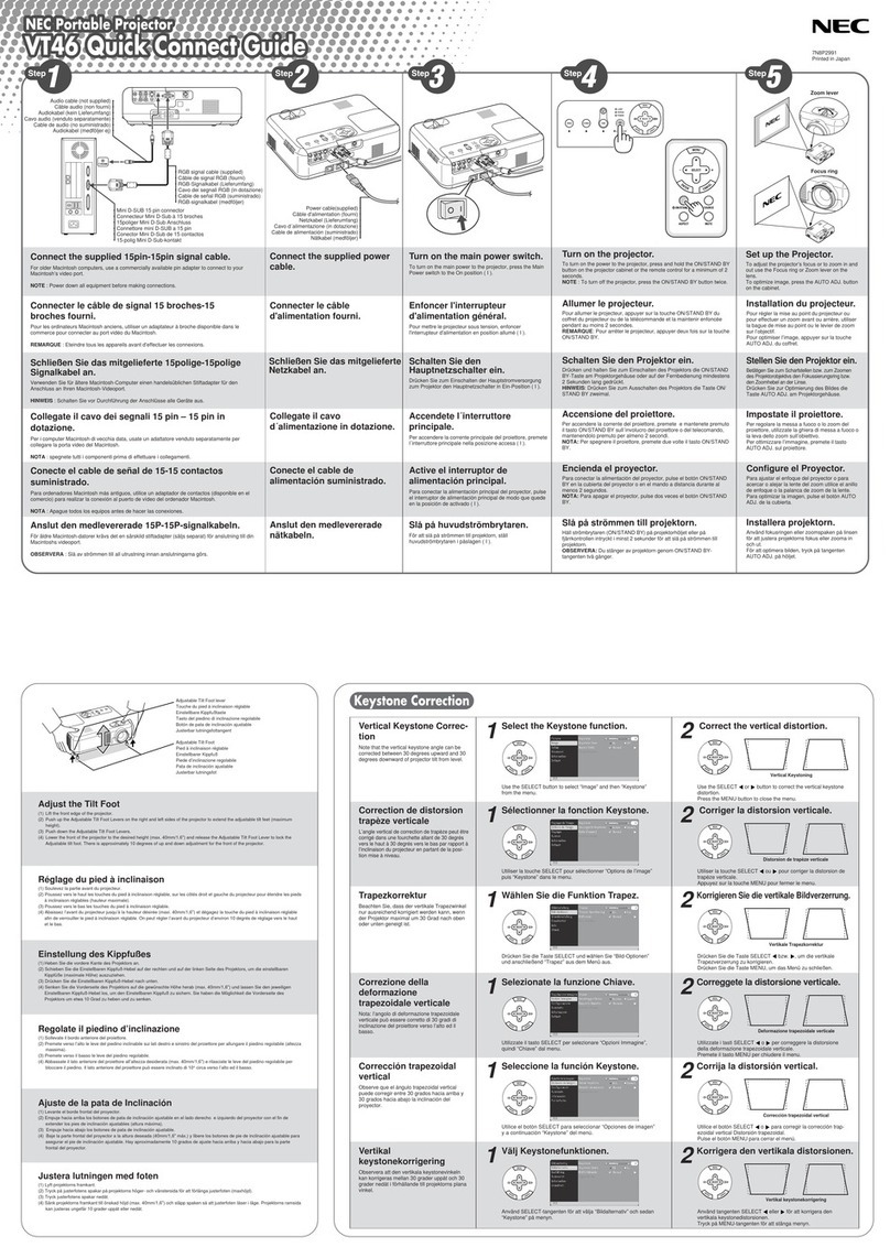 NEC VT46 Quick connect guide