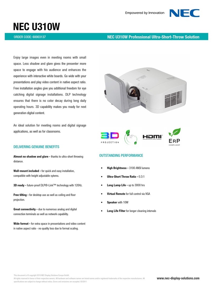 NEC U310W Series Specifications