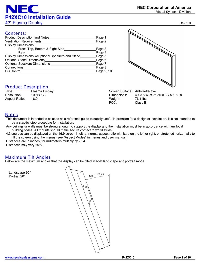 NEC PlasmaSync 42XC10 User manual