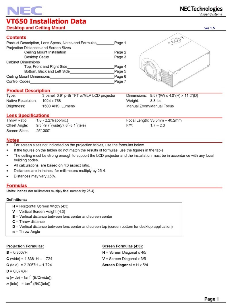 NEC VT650 Installation and user guide