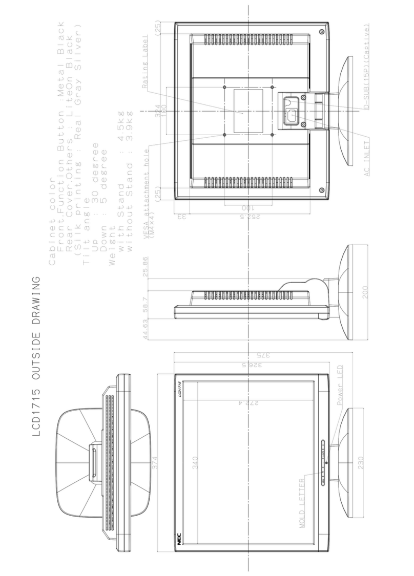 NEC MultiSync LCD1715 Dimensional drawing