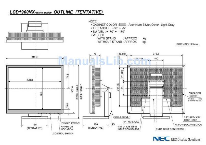 NEC LCD1960NX - MultiSync - 19" LCD Monitor User guide