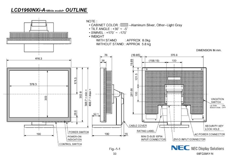 NEC LCD1960NXI - MultiSync - 19" LCD Monitor User manual