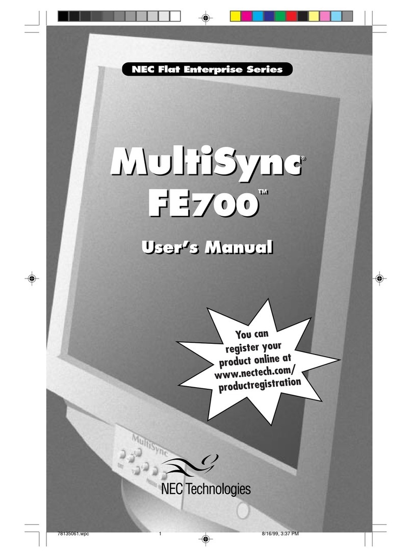 NEC FE700 - MultiSync - 17" CRT Display User manual