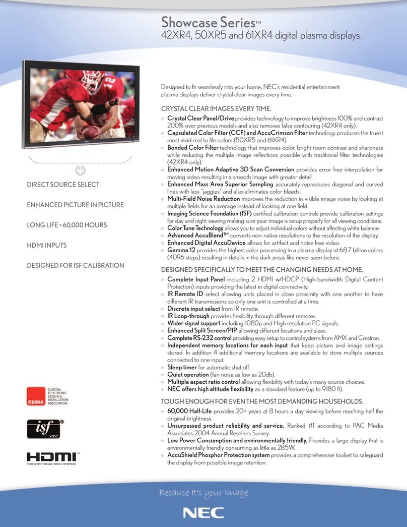 NEC PlasmaSync 42XR4 User manual
