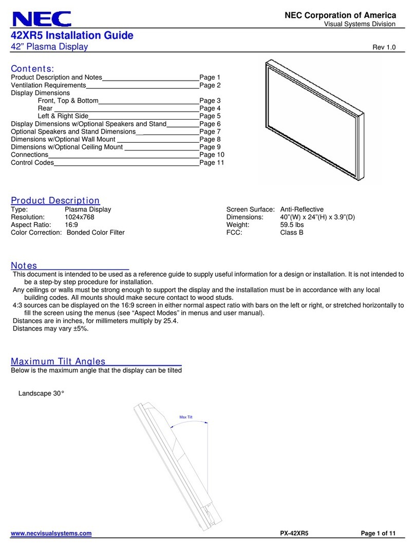 NEC PlasmaSync 42XR5 User manual