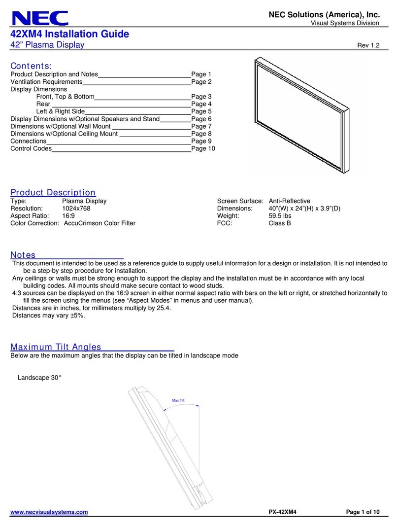 NEC PlasmaSync 42XM4 User manual