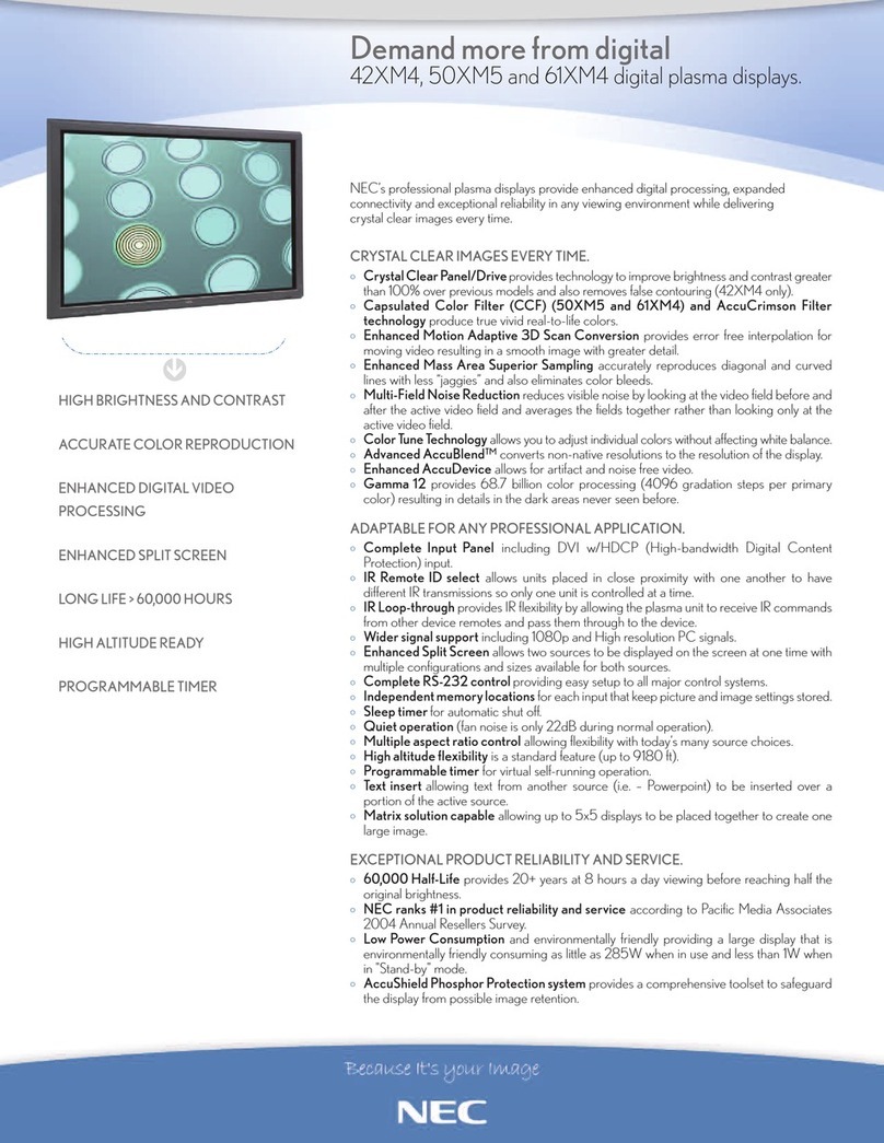 NEC PlasmaSync 42XM4 User manual