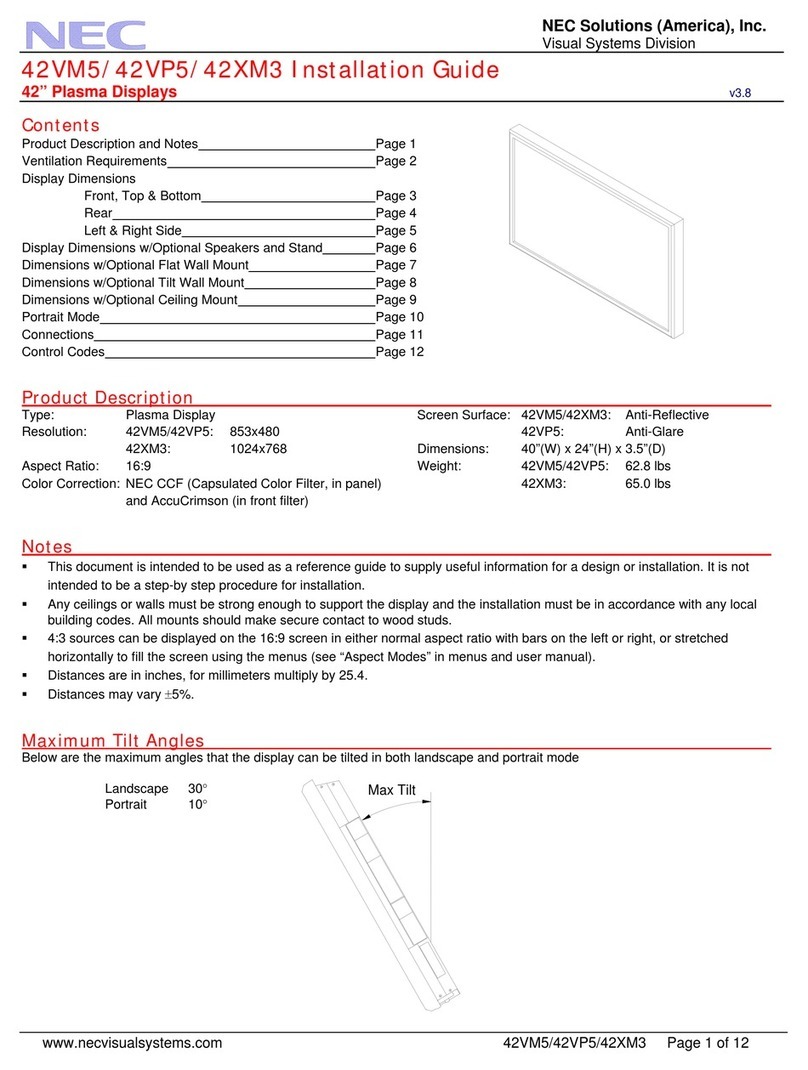 NEC PlasmaSync 42VM5 User manual