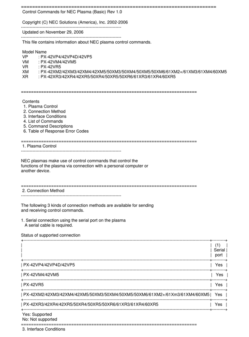 NEC PlasmaSync 42VM5 Manual