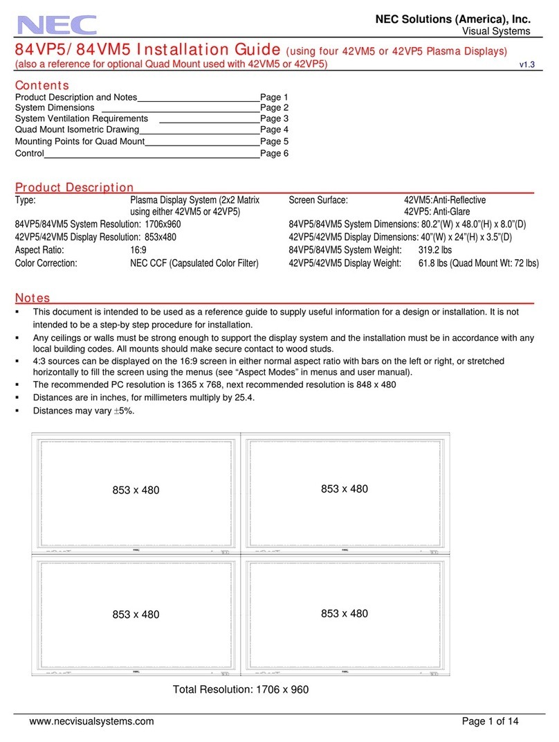 NEC PlasmaSync 84VM5 User manual