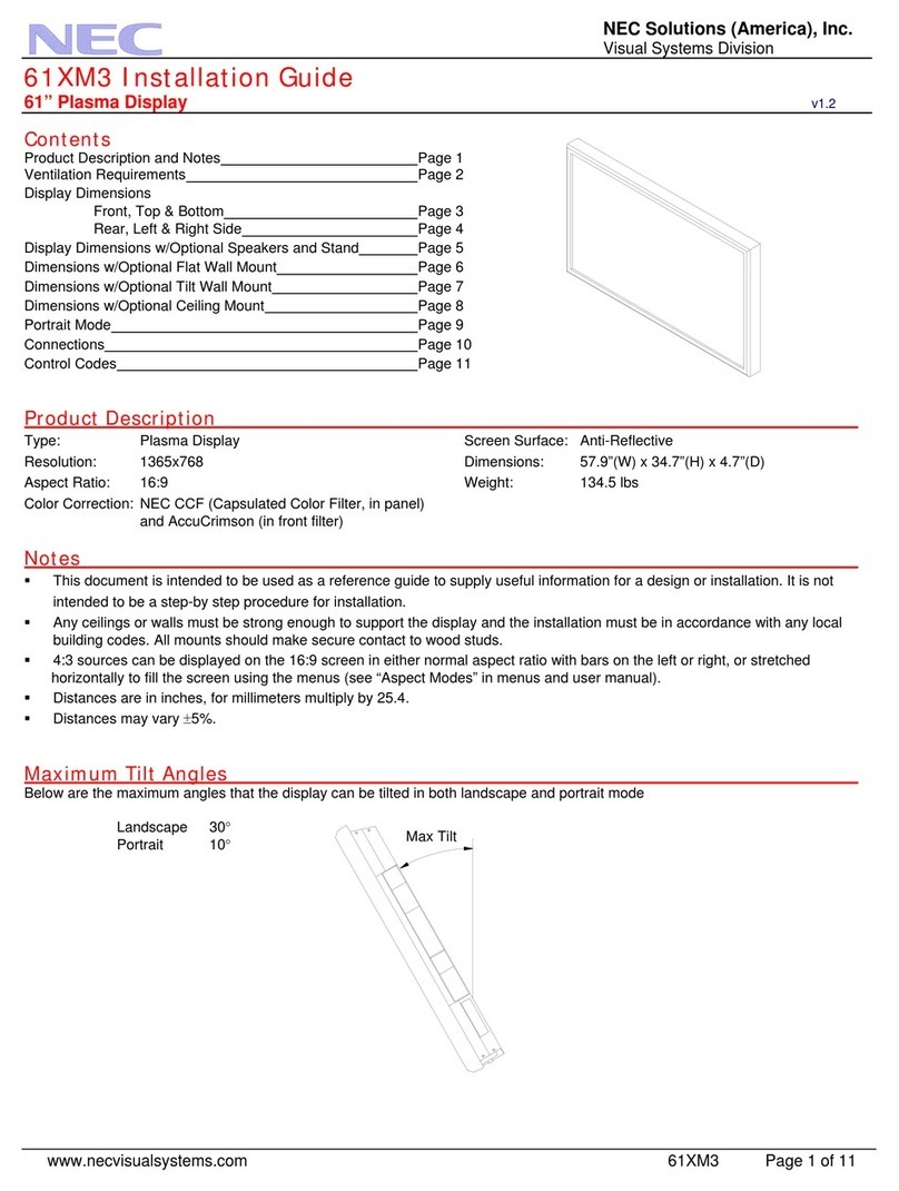 NEC PlasmaSync 61XM3 User manual NEC PlasmaSync 61XM3 User manual