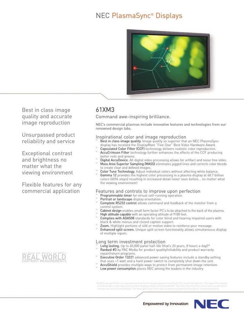 NEC PlasmaSync 61XM3 User manual NEC PlasmaSync 61XM3 User manual