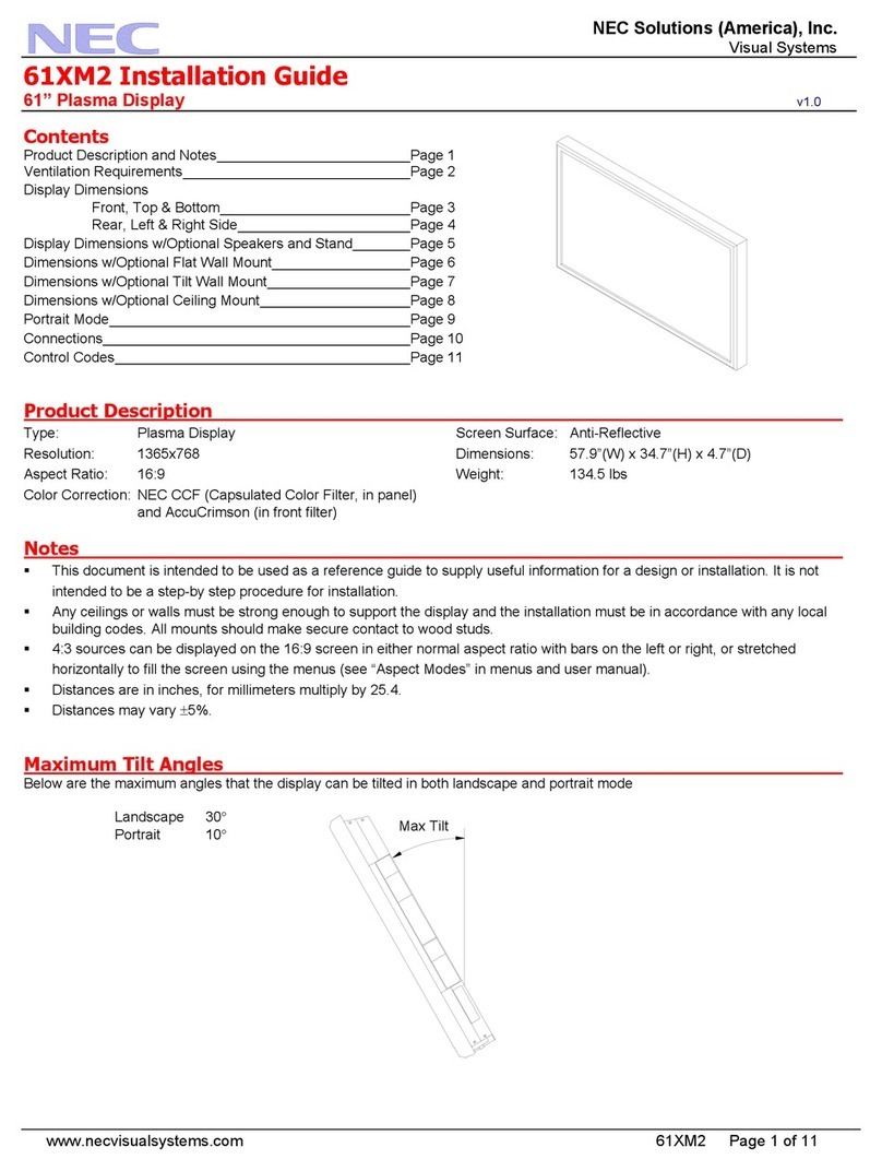 NEC PlasmaSync 61XM2 User manual