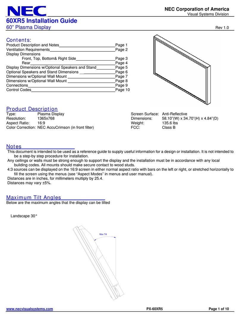 NEC PlasmaSync 60XR5 User manual
