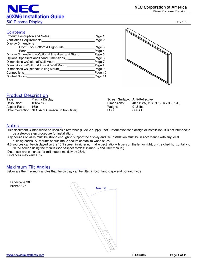 NEC PlasmaSync 50XM6 User manual