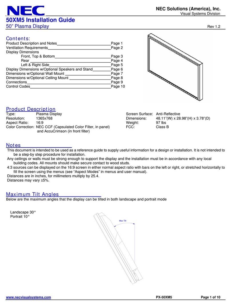 NEC PlasmaSync 50XM5 User manual