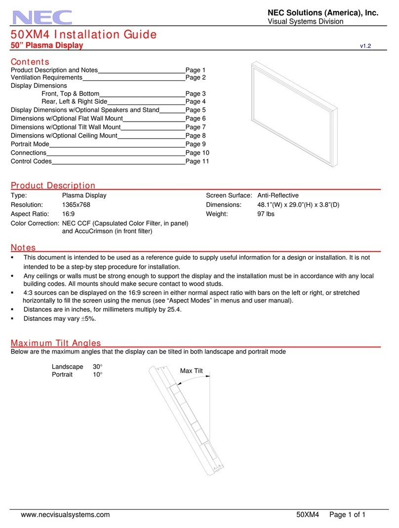 NEC PlasmaSync 50XM4 User manual