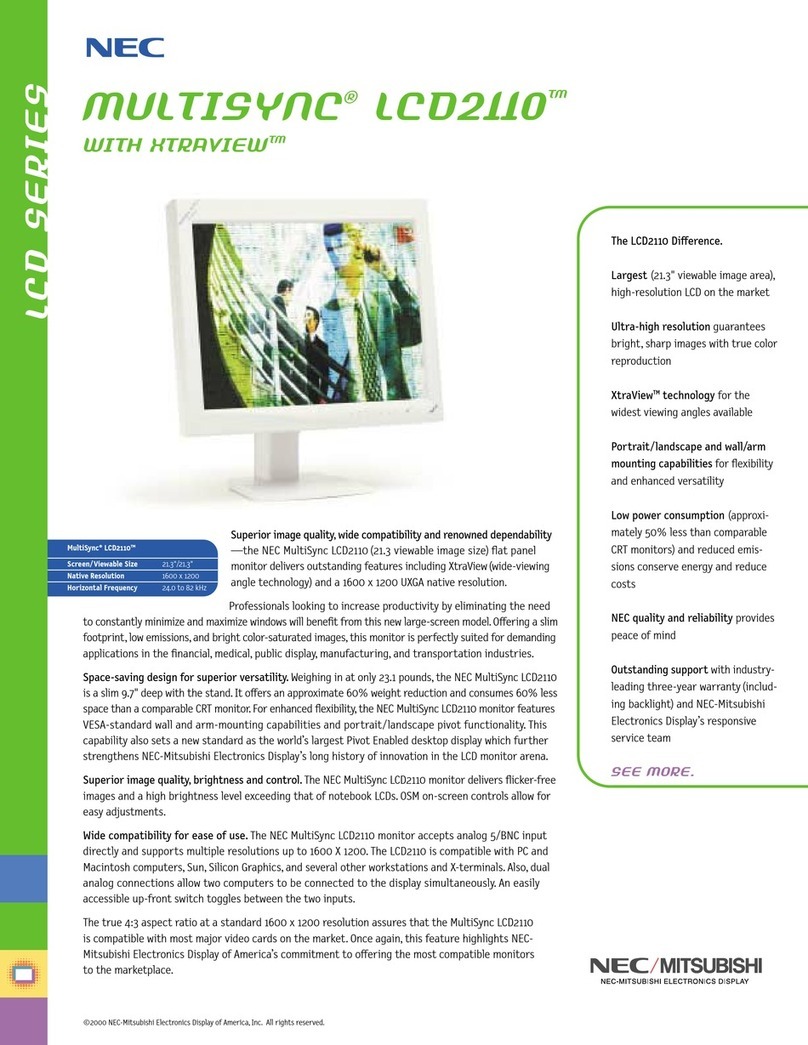 NEC NEC MultiSync LCD2110  LCD2110 LCD2110 Specifications