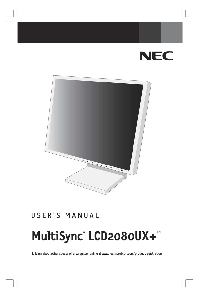 NEC LCD2080UX - MultiSync - 20.1" LCD Monitor User manual