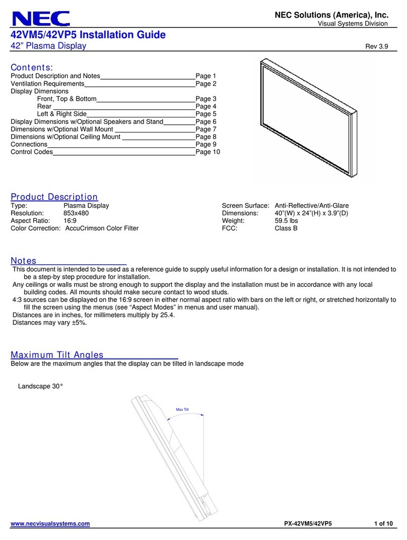 NEC PlasmaSync 42VM5 User manual