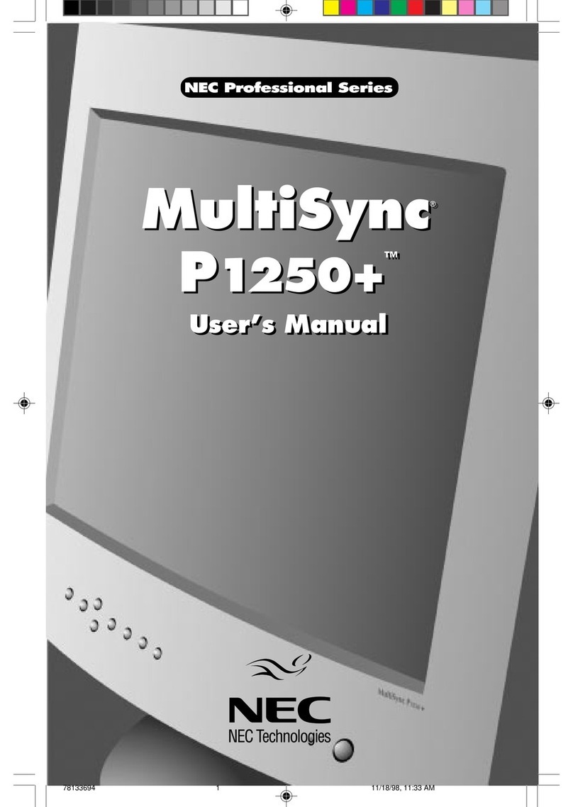 NEC P1250 - MultiSync Plus - 21" CRT Display User manual