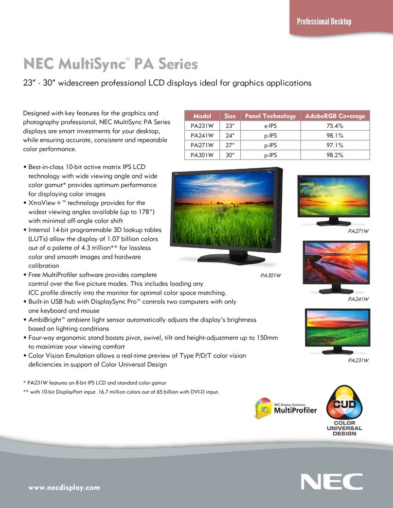 NEC MultiSync PA231W User manual