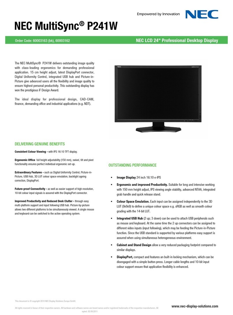 NEC MultiSync P241W User manual