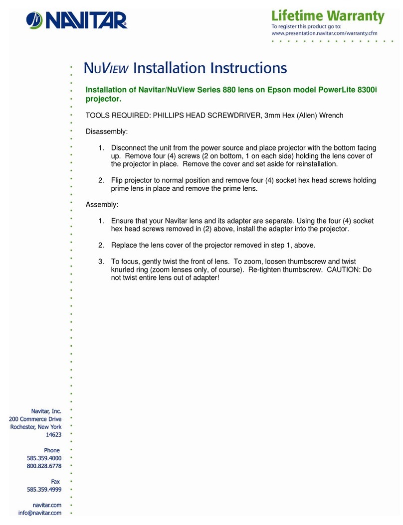 Navitar 880MCZ087 User manual Navitar 880MCZ087 User manual