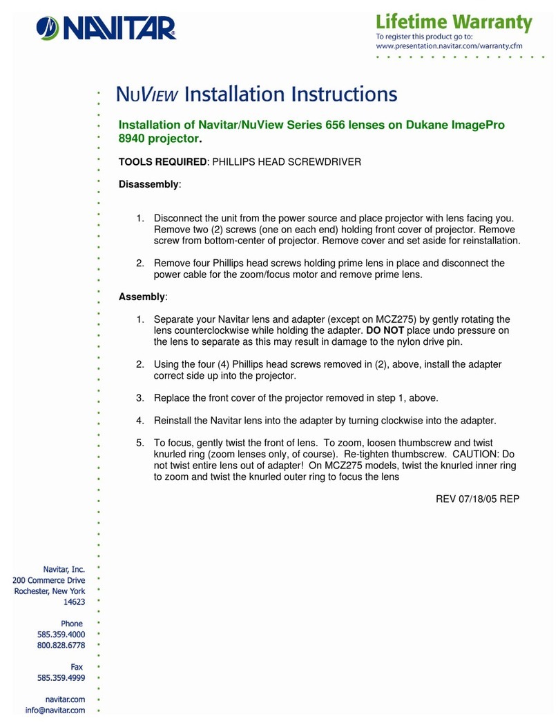 Navitar 656MCL012 installation instructions