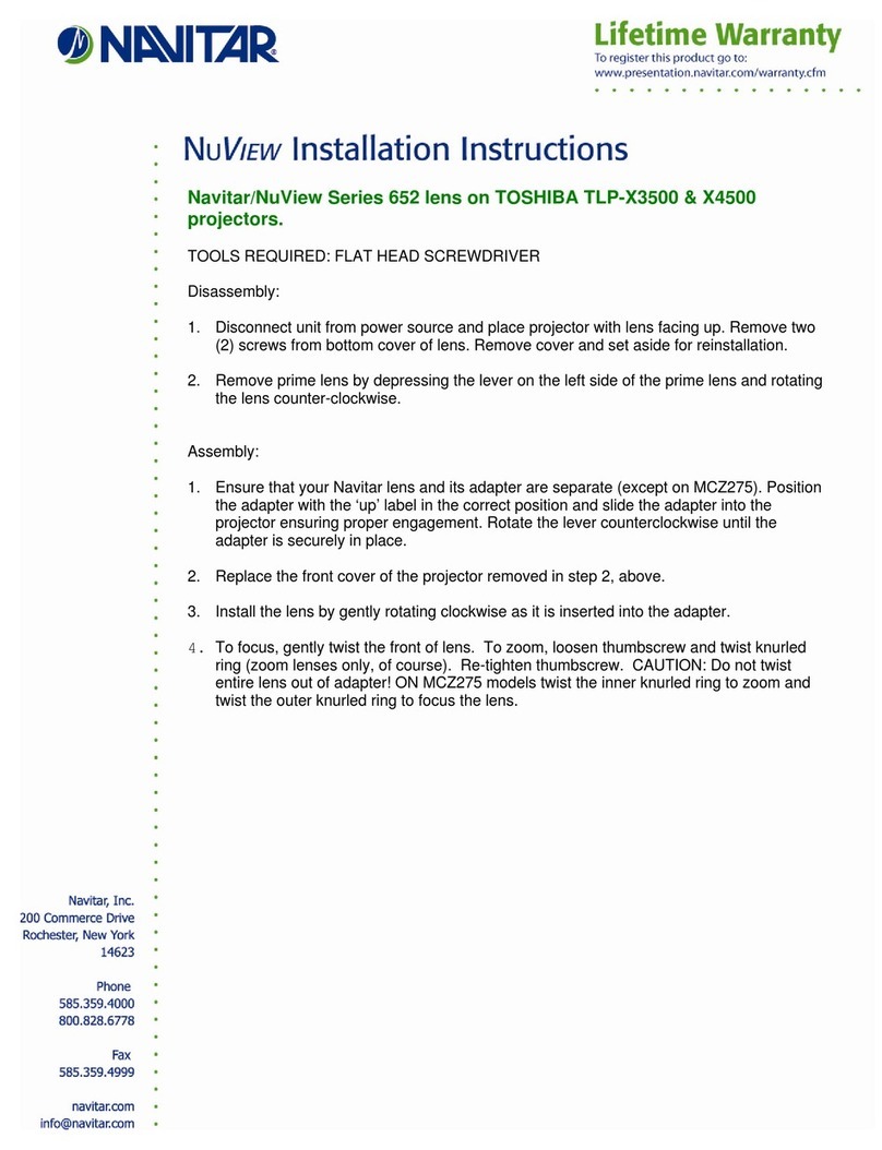 Navitar 652MCL1028 User manual