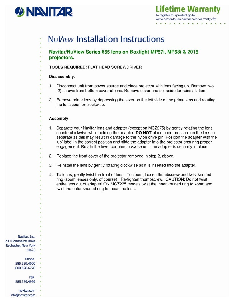Navitar 655MCL1028 User manual