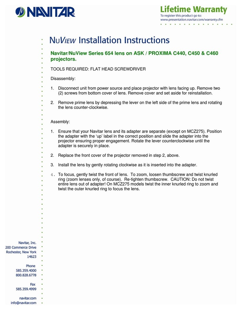 Navitar 654MCL1028 User manual