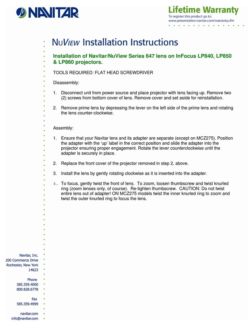 Navitar 647MCL1028 installation instructions