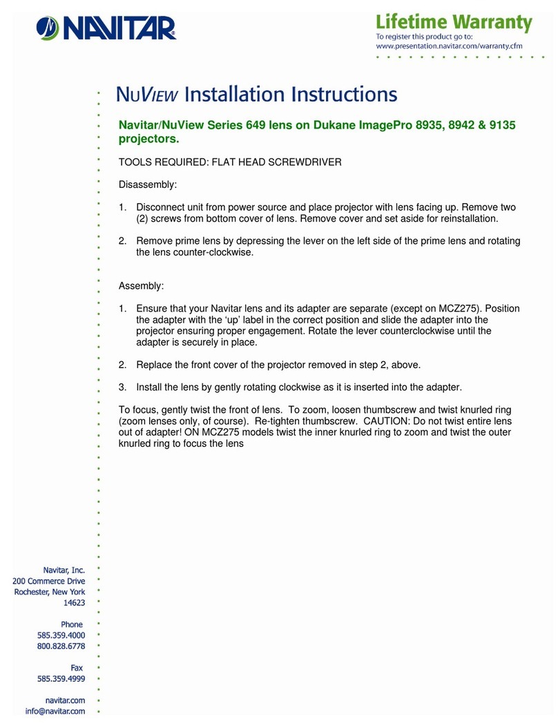 Navitar 649MCL1028 installation instructions