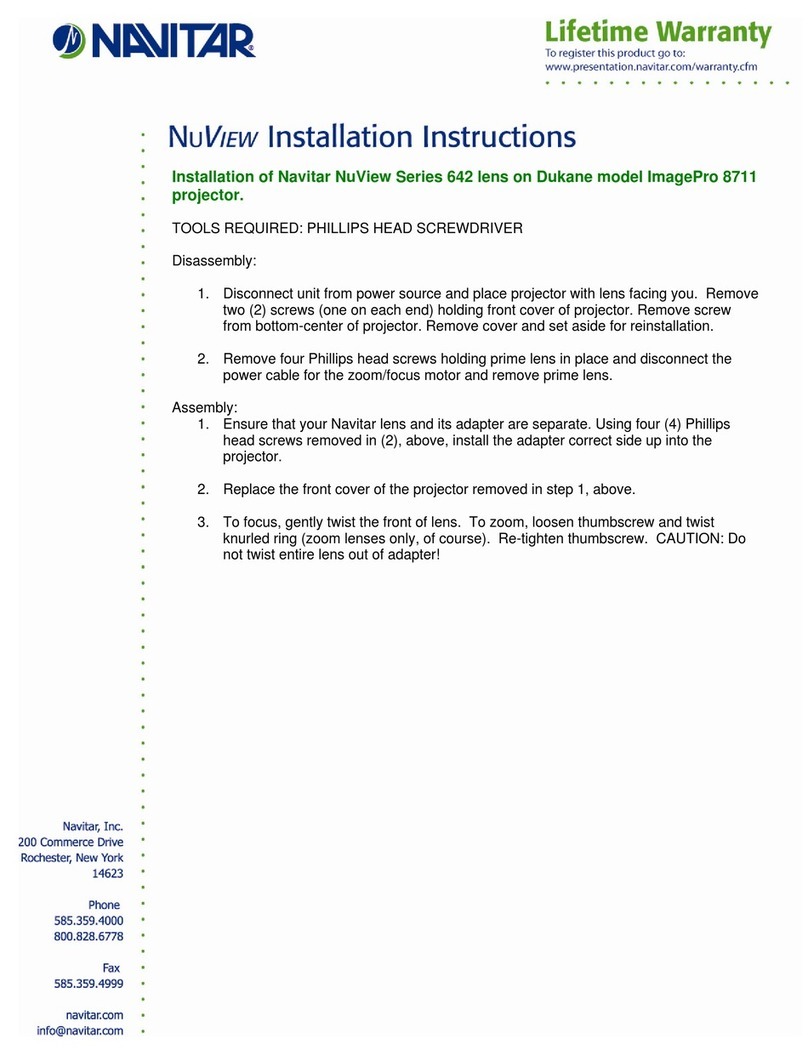 Navitar 642MCL1028 installation instructions