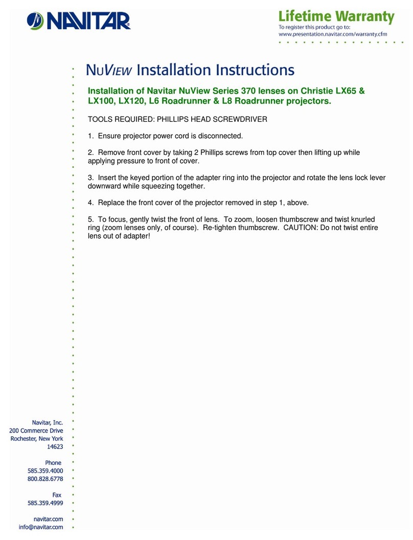 Navitar 370MCZ125 User manual Navitar 370MCZ125 User manual