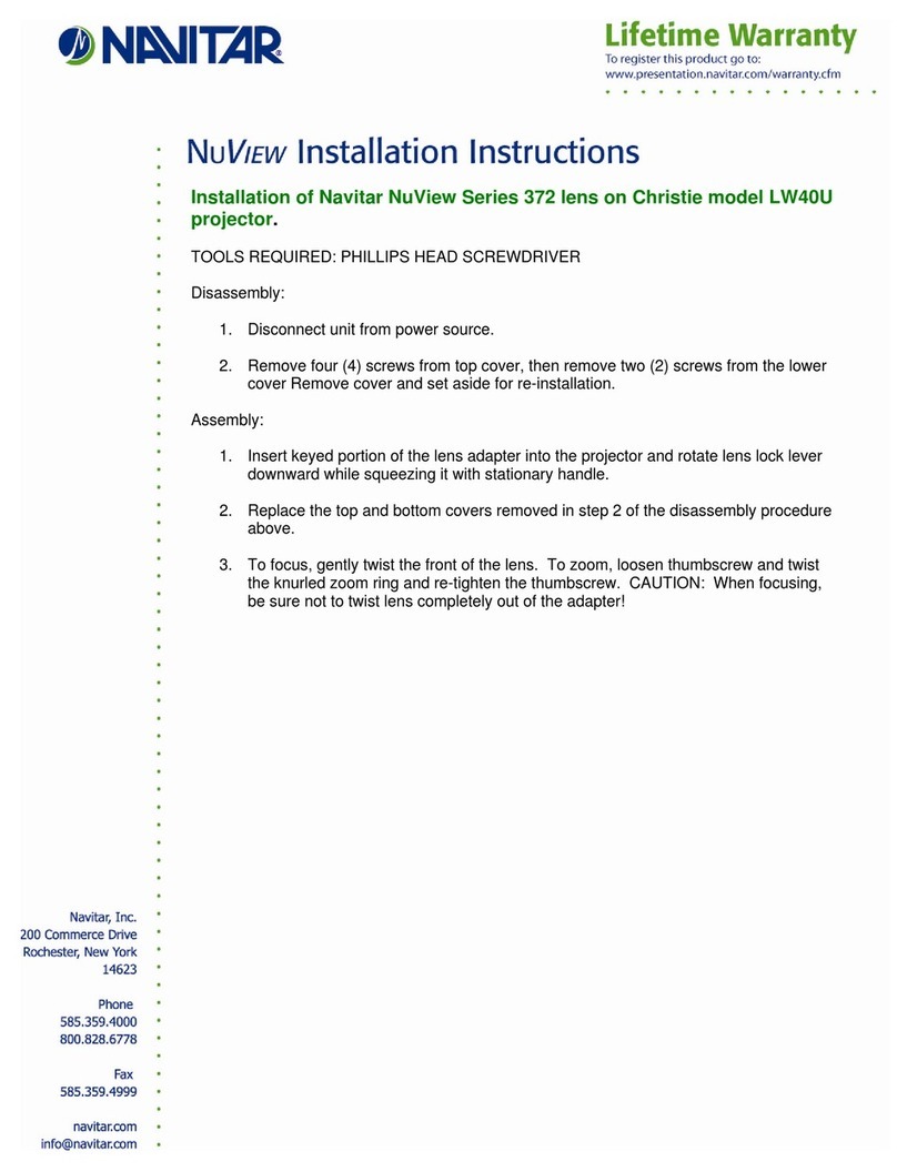 Navitar 372MCZ151 installation instructions