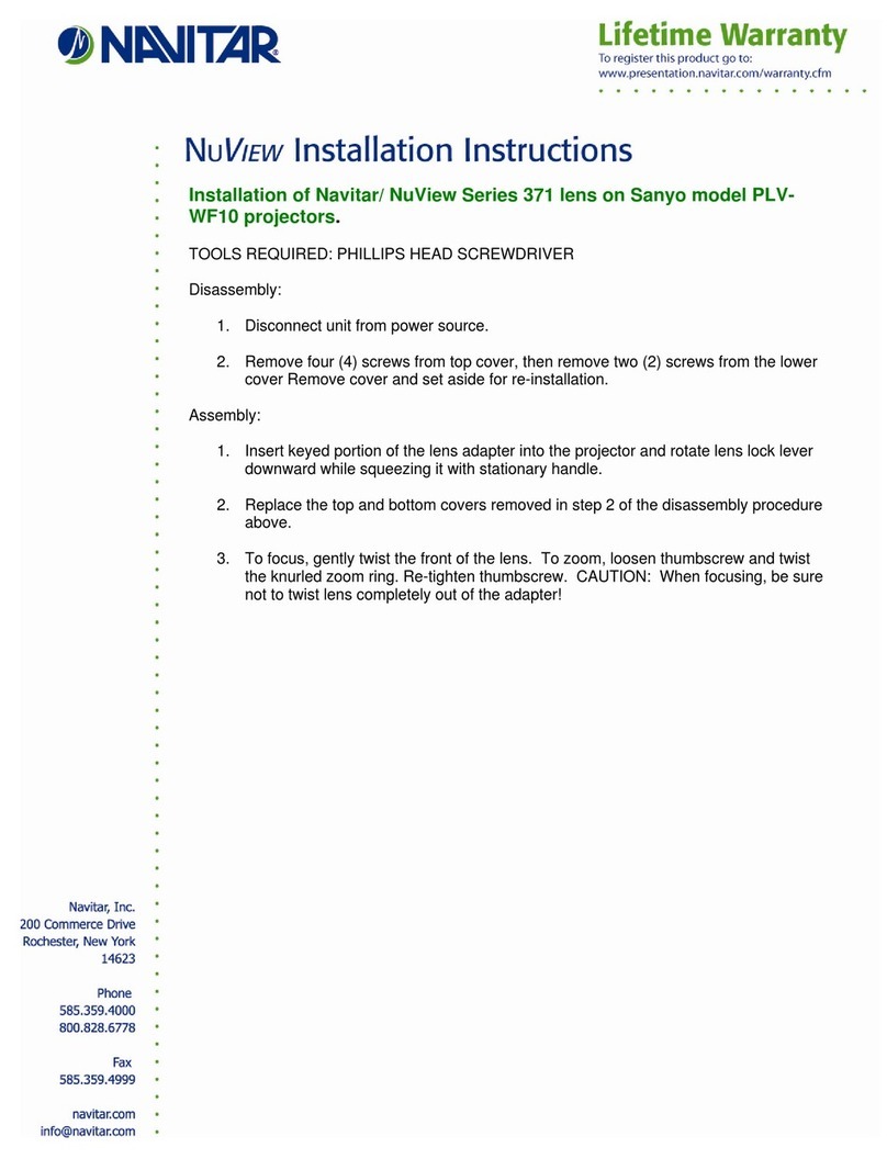 Navitar 371MCZ125 User manual Navitar 371MCZ125 User manual