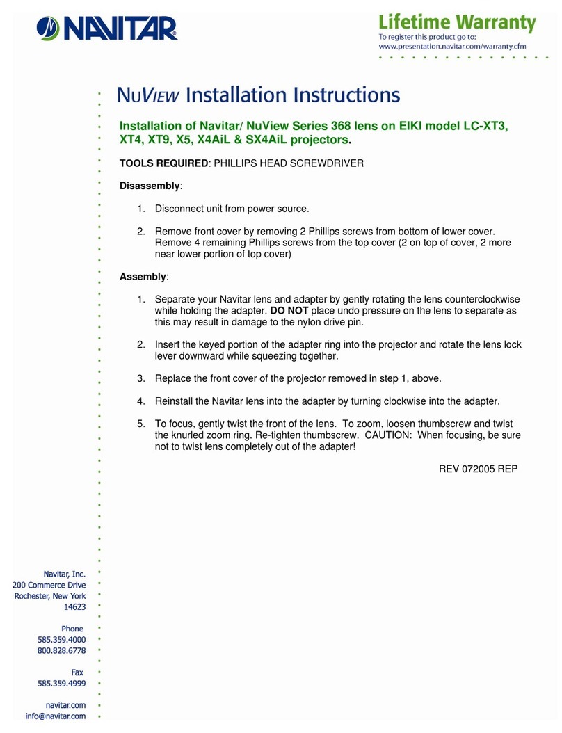 Navitar 368MCZ125 User manual