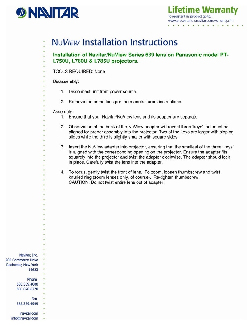 Navitar 639MCZ087 installation instructions Navitar 639MCZ087 installation instructions