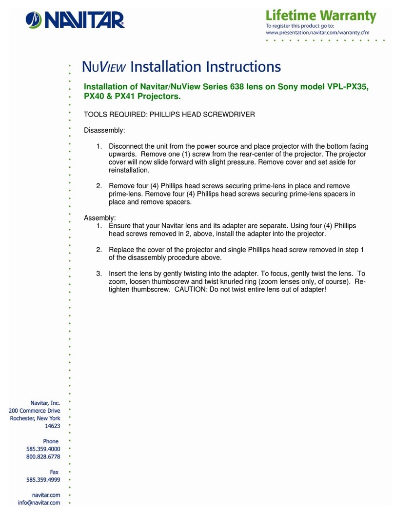 Navitar 638MCZ087 User manual