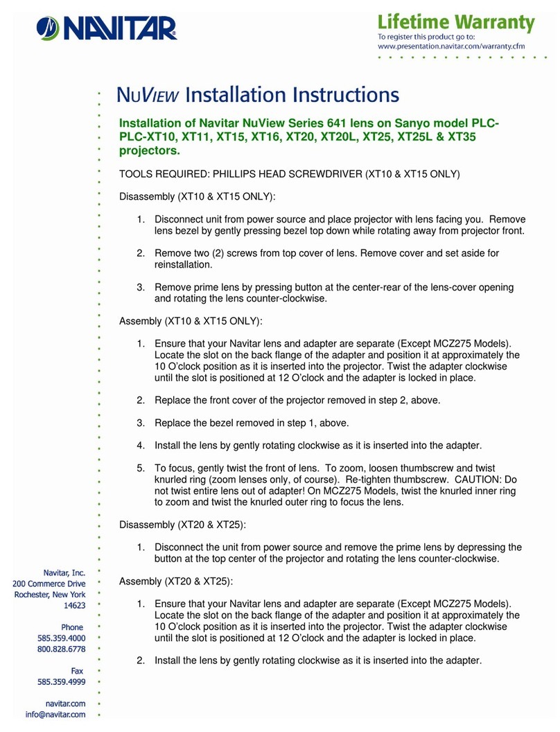 Navitar 641MCL1028 User manual