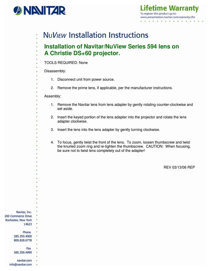 Navitar 594DLP151 installation instructions