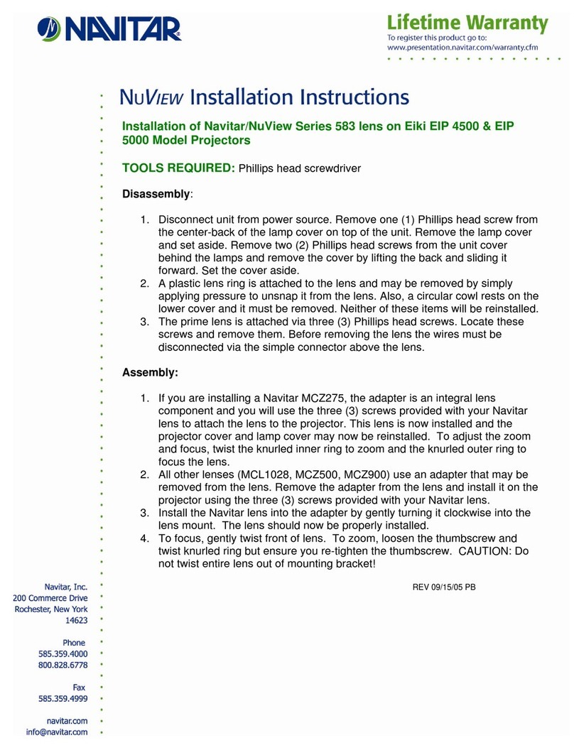 Navitar 583MCL047 installation instructions Navitar 583MCL047 installation instructions