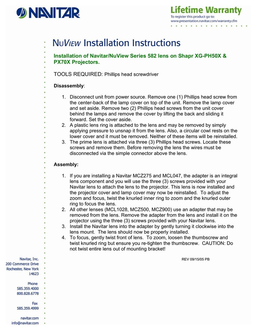 Navitar 582MCL047 User manual Navitar 582MCL047 User manual