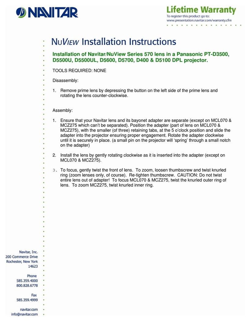 Navitar 570MCL070 installation instructions