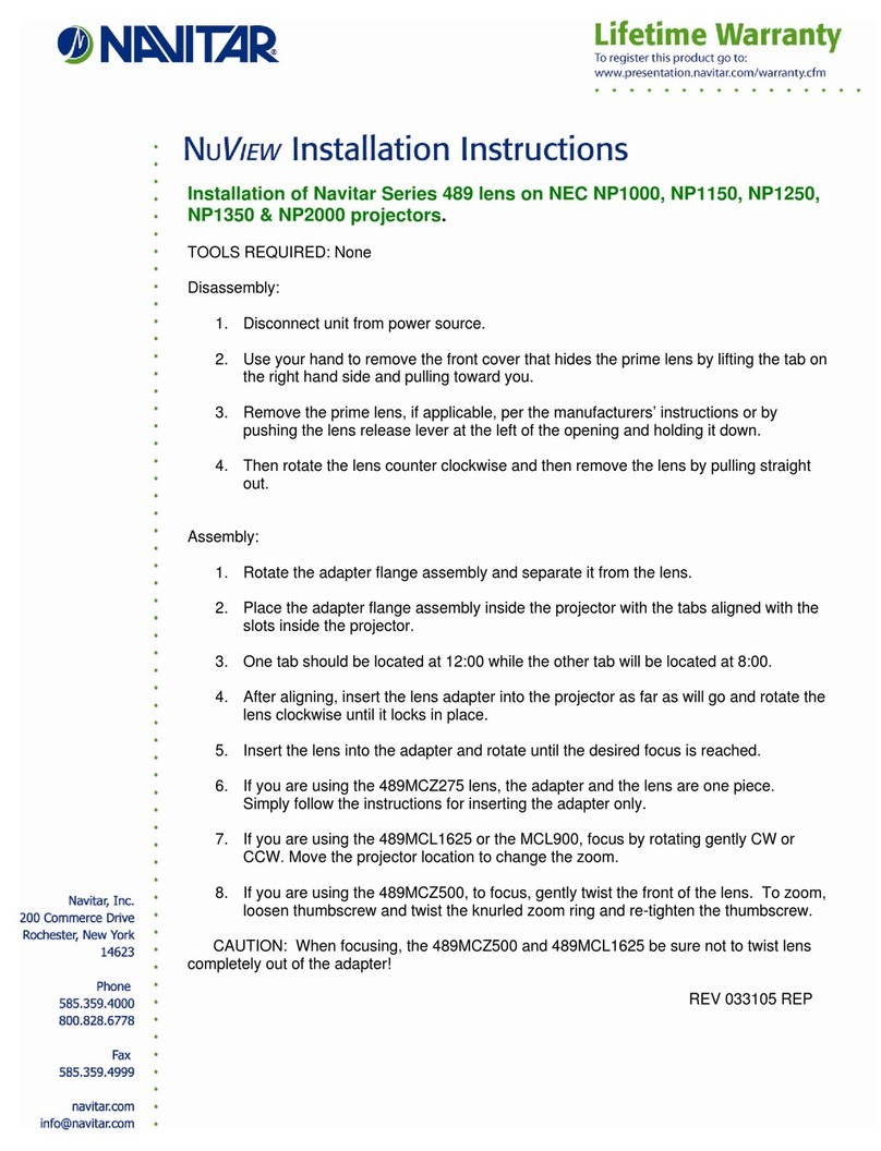 Navitar NuView 489MCL1625 User manual